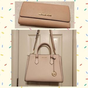 💕Michael Kors Hope Powder Blush Satchel w Adjustable Strap and Matching Wallet
